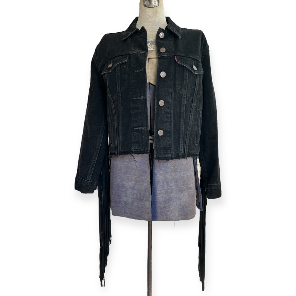 Levi’s Ex-Boyfriend Fringe Trucker Jacket Free People - Picture 4 of 12